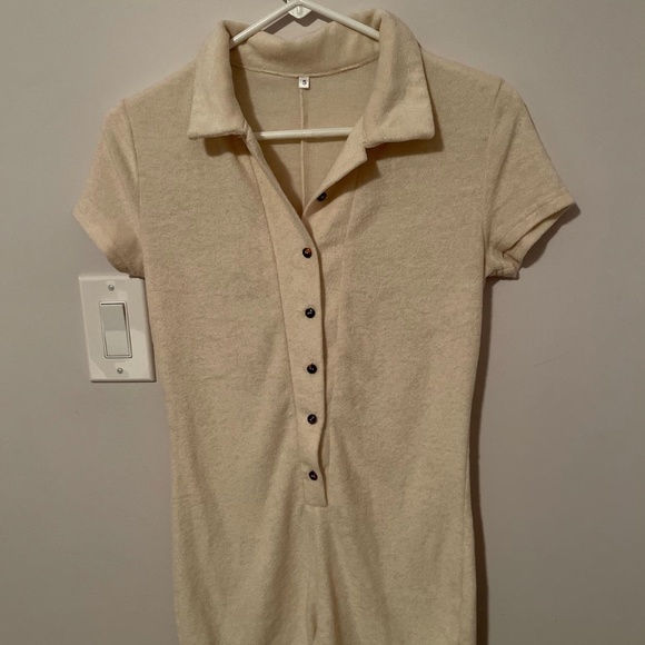 Women's Cream and Brown Jumpsuit - Picture 4 of 4